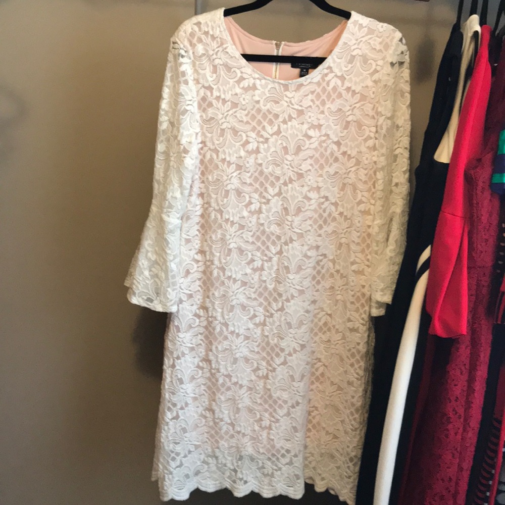 White lace dress with bell sleeves size 16